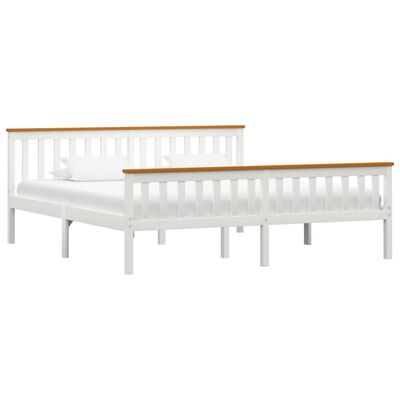 vidaXL Рамка за легло, бяла, борова дървесина масив, 180x200 cм