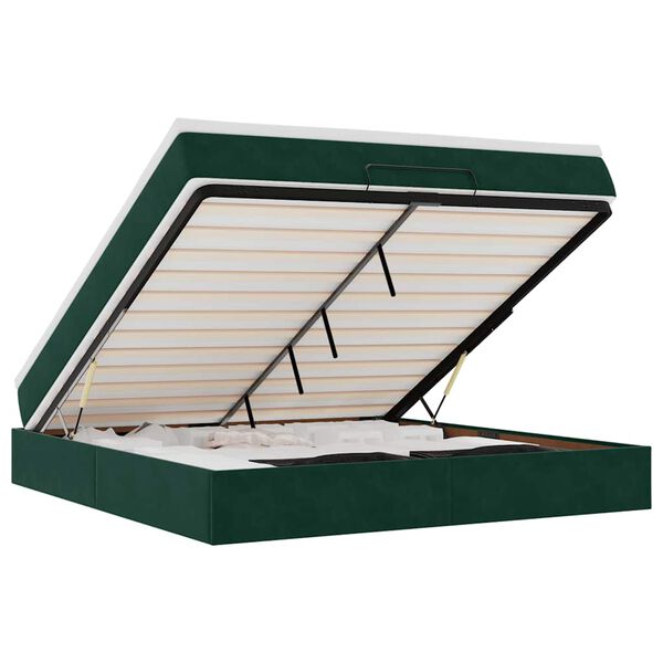 vidaXL Османска легло с матрак, тъмнозелено, 180x200 см, кадифе