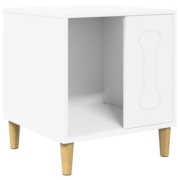 vidaXL Кучешка къща Бяло 44 x 42 x 49 см Инженерно дърво