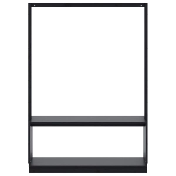 vidaXL Стойка за дрехи и рафт за обувки черна 113x40x157,5см бор масив