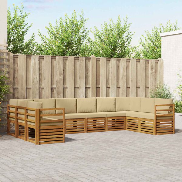 vidaXL Комплект секционен диван с възглавница 10 pcs Натурален и Бежов