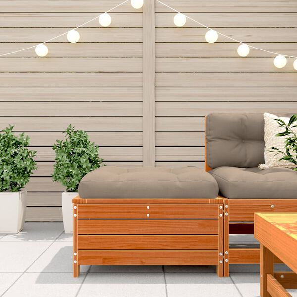 vidaXL Градинска табуретка, восъчнокафява, 62x63,5x32 см, бор масив