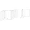 vidaXL Сгъваема преграда за кучета с врата 6 панела бял 300 см топола