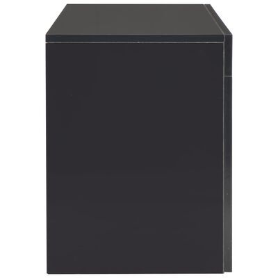 vidaXL ТВ шкаф с LED осветление, черен гланц, 130x35x45 см