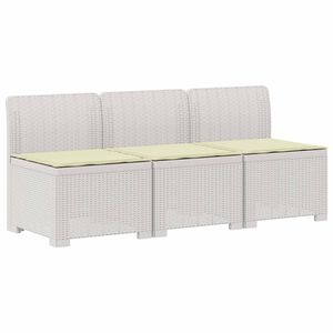 vidaXL Пейка за градина с Cushions във вид на ратан ПП Бяло
