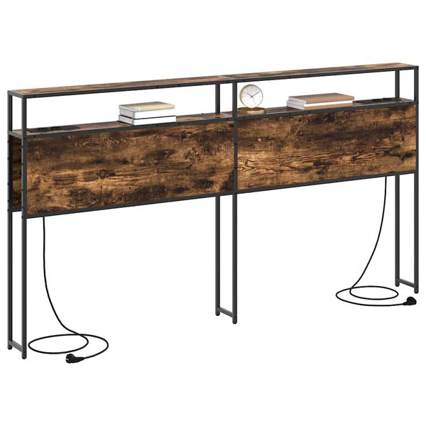 vidaXL Табла за съхранение с рафт Опушен дъб 180 cm Инженерно дърво