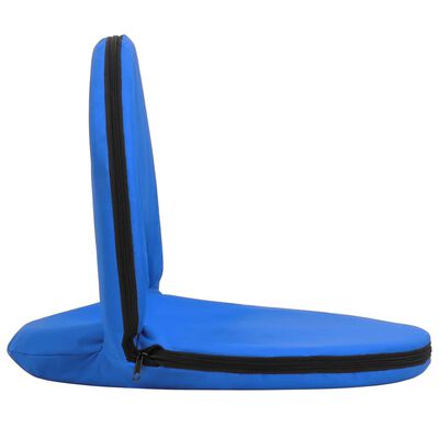 vidaXL Сгъваеми подови столове, 2 бр, сини, стомана и плат