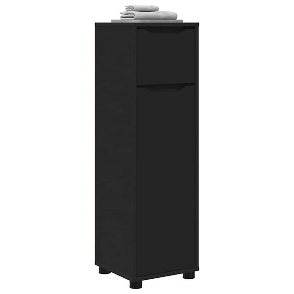 vidaXL Шкаф за баня с рафт Черно 30,5 x 30 x 101 см Инженерно дърво