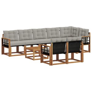 vidaXL Комплект дивани за открито 9 pcs Естествено и светло сиво
