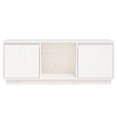 vidaXL ТВ шкаф, бял, 110,5x35x44 см, бор масив