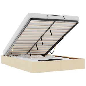 vidaXL Османска рамка за легло без матрак, кремава, 140x190 см, плат