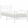 vidaXL Метална рамка за легло с горна и долна табла, бяла, 90x200 см