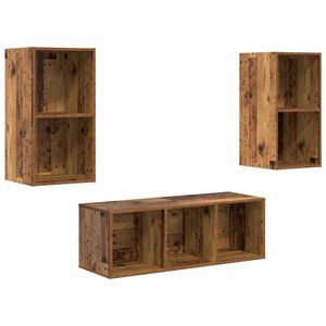 vidaXL Комплект ТВ шкаф 3 бр. 37 x 37 x 107 см Старо дърво