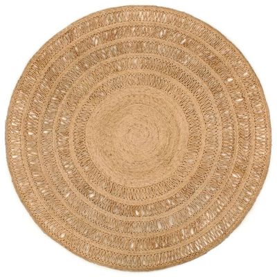 vidaXL Ръчно плетен килим, юта, 180 см, кръгъл