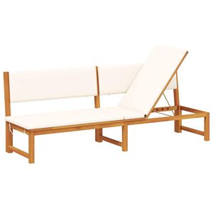 vidaXL Шезлонг с възглавница Натурален маслен 200 x 57 x 75 см