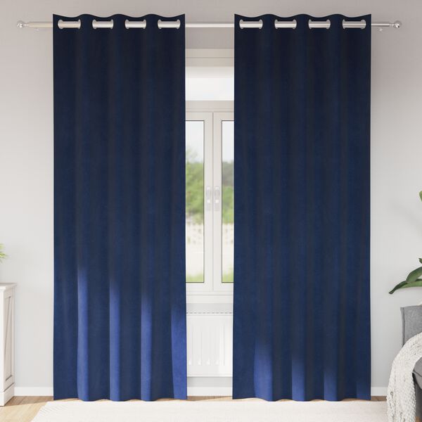 vidaXL Затъмняващи завеси 2 pcs Тъмен син 140 x 260 cm Кадифе
