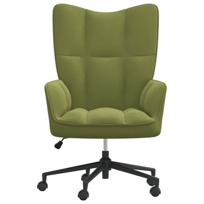 vidaXL Релакс стол, светлозелен, кадифе