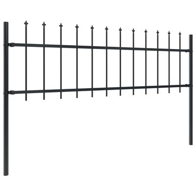 vidaXL Градинска ограда с пики, стомана, 6,8x0,6 м, черна