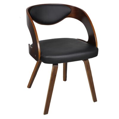 vidaXL Трапезни столове, 4 бр, кафяви, извито дърво и изкуствена кожа
