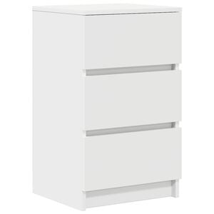 vidaXL Нощно шкафче с 3 чекмеджета, бели, 39x35x65 см