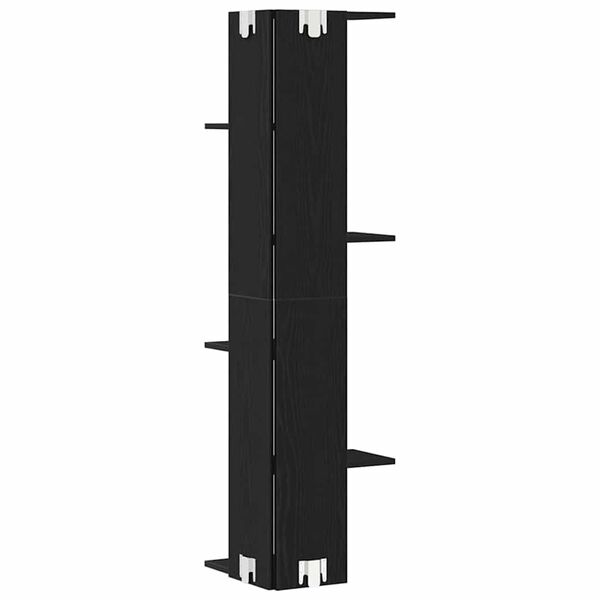 vidaXL Стенен ъглов рафт с рафт Черния дъб 36.5 x 36.5 x 140 см