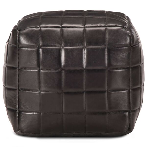 vidaXL Пуф, черен, 40x40x40 см, естествена козя кожа