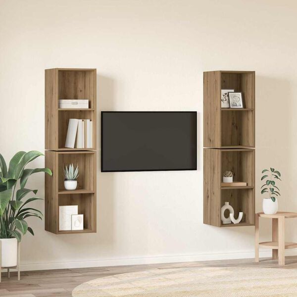 vidaXL Комплект ТВ шкаф 4 pcs Дъб 37 x 37 x 72 см Инженерно дърво