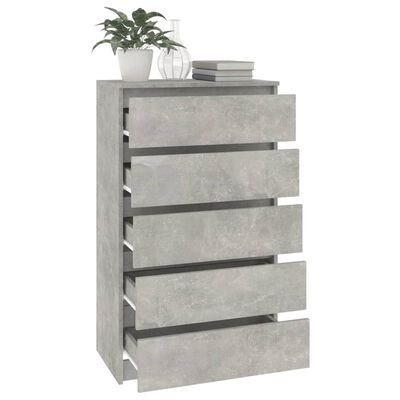 vidaXL Скрин с чекмеджета, бетонно сив, 60x36x103 см, инженерно дърво