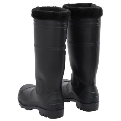 vidaXL Ботуши за дъжд с подвижни чорапи, черни, размер 42, PVC