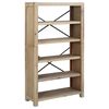 vidaXL Библиотека с 5 рафта, 80x30x140 см, акациево дърво масив
