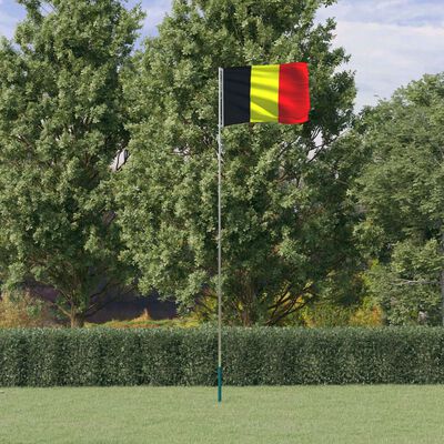 vidaXL Флаг на Белгия и стълб 5,55 м алуминий
