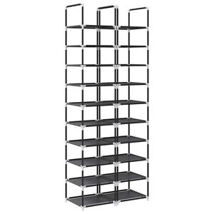 vidaXL Стелажи за обувки, 2 бр., 10 нива, черни, 33x33x174 см, нетъкан текстил