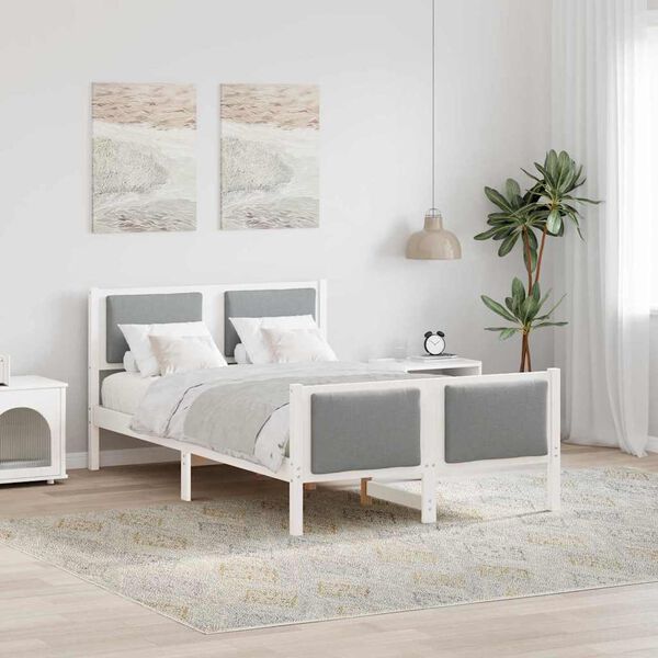 vidaXL Рамка за легло с таблото Светлосиво 120 x 190 cm текстил