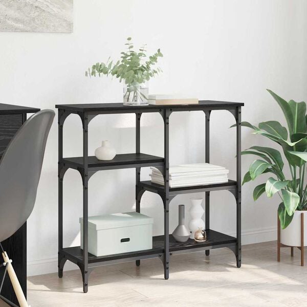 vidaXL с рафт със съхранение Черен дъб 80 x 29 x 75 см Инженерно дърво