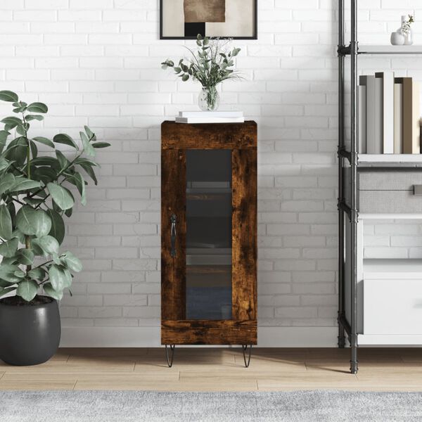 vidaXL Сайдборд, опушен дъб, 34,5x34x90 см, инженерно дърво