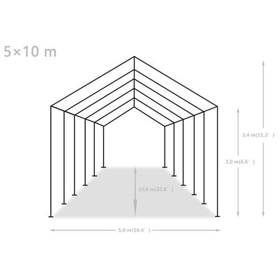 vidaXL Парти шатра, PE, 5x10 м, сива