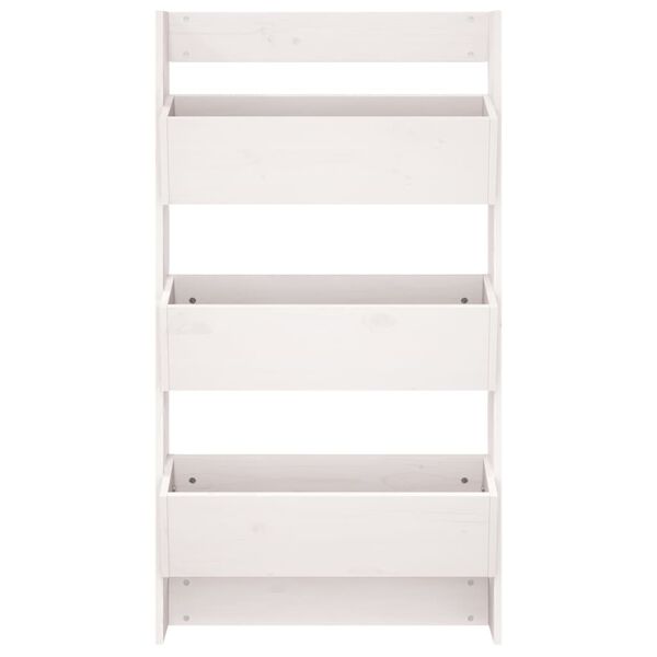 vidaXL Стенни кашпи 3 нива 60x18,5x110 см бели бор масивна дървесина