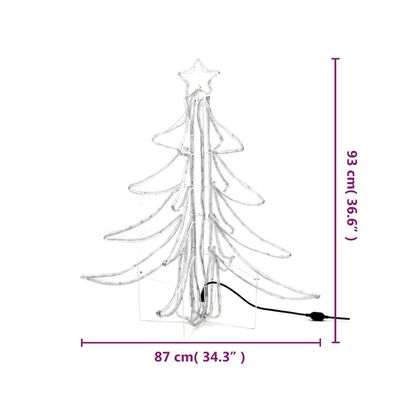 vidaXL LED сгъваема фигура коледно дърво, топло бяло, 87x87x93 см