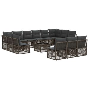 vidaXL Градински Софа Комплект 14 pcs Сиво полиратан