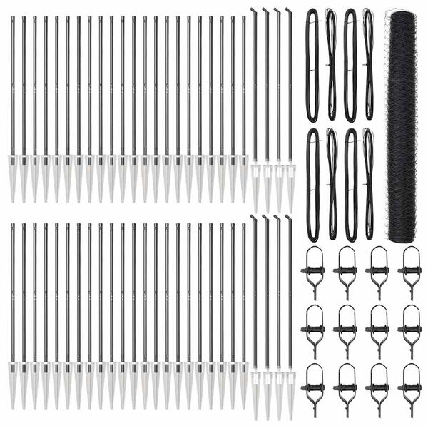 vidaXL Стълб за ограда. Сив 100 x 1,2 м (50 мм мрежа) Стомана и PVC