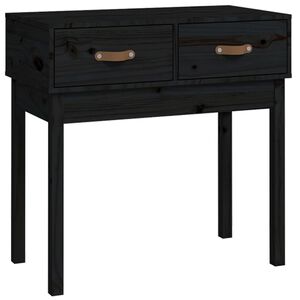 vidaXL Конзолна маса черна 76,5x40x75 см борово дърво масив