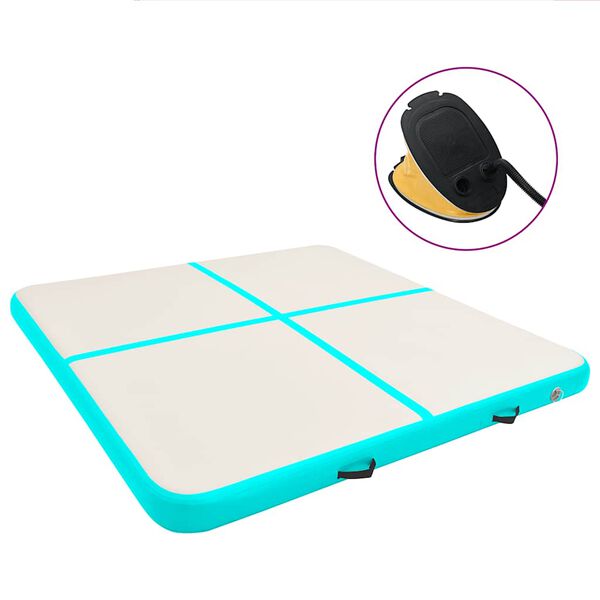 vidaXL Надуваем дюшек за гимнастика с помпа, 200x200x10 см, PVC, зелен