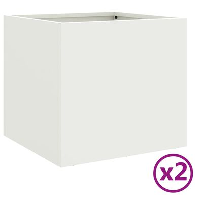 vidaXL Кашпи, 2 бр, Бели, 32x30x29 см, студеновалцувана стомана