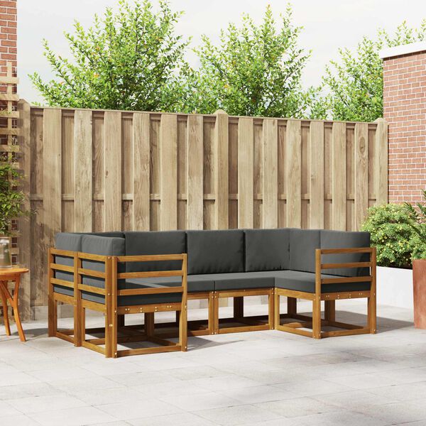 vidaXL Комплект дивани за открито 6 pcs Натурален и Антрацит