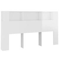 vidaXL Табла за легло тип шкаф, бял гланц, 180x18,5x104,5 см
