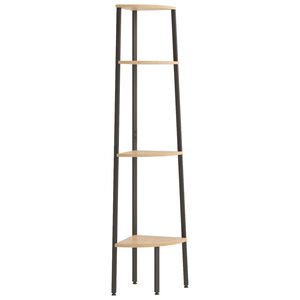 vidaXL Ъглов рафт с 4 нива, светлокафяв и черен, 45,5x31,5x150 см
