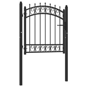 vidaXL Оградна врата с шипове, стомана, 100x100 см, черна