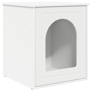 vidaXL Къща за котки Бяло 53 х 52 х 62 см Инженерна дървесина