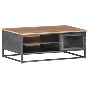 vidaXL Маса за кафе, сива, 90x50x35 см, акациево дърво масив