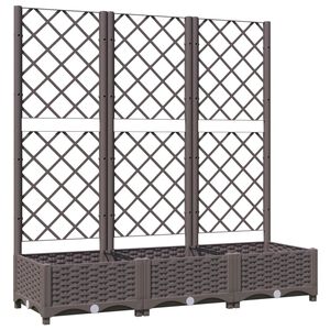 vidaXL Градинска саксия с решетка, кафява, 120x40x121,5 см, полипропилен
